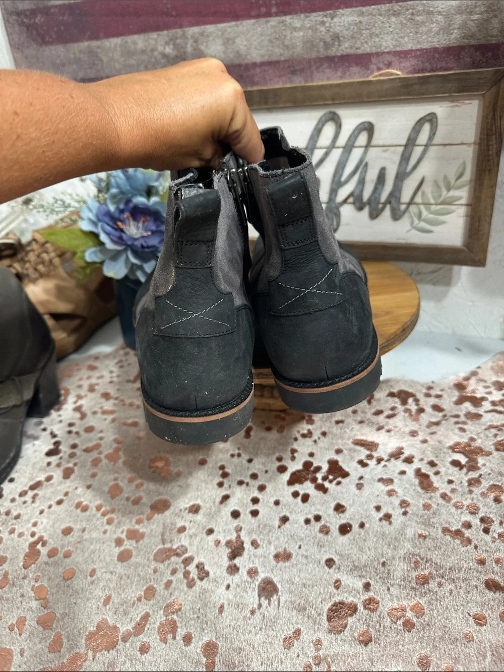 Timberland Black & Gray Chelsea Zip Ankle Boots